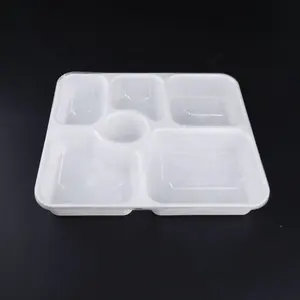 Contenitore per alimenti monouso in PP a 6 scomparti con divisorio in plastica da asporto bento box