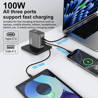 Adaptateur de chargeur mural 100W GaN avec écran TFT, 2C1A, charge super rapide PD100W, certifié pour ordinateur portable, chargeur d'alimentation LED Type-C