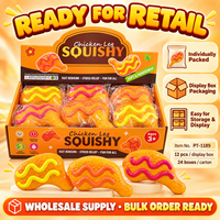 Jouet Squishy en PU en forme de cuisse de poulet, jouet à presser en forme d'aliment, jouet sensoriel anti-stress, vente en gros