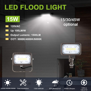 ไฟสปอร์ตไลท์ LED สำหรับรักษาความปลอดภัย 30W 15W 45W ไฟส่องผนังภายนอกอาคาร ไฟส่องสวน ไฟส่องสี่เหลี่ยมจัตุรัส กันน้ำ IP65 ไฟส่องสว่างภายนอกอาคาร - Product Image 4