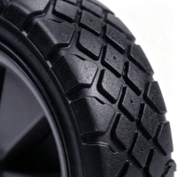 Roda Karet Padat Anti Bocor 7x1.5 Inci dengan Tapak Knobby dan Velg Plastik Abu-abu untuk Gerobak Dorong, Troli, dan Kereta Utilitas