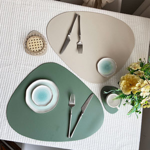 Faux Leather Eco-Friendly Minimalist Placemat Waterproof Oilproof Irregular Shape Heat Resistant Ins Style Pad YC-0017 Heat Resi - Product Image 1