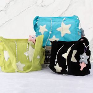 Sac fourre-tout et bandoulière en velours côtelé grande capacité pour femmes, style preppy, portable, pour le quotidien et les voyages - Product Image 2