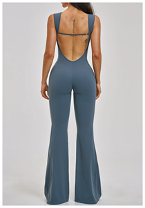 Combinaison de sport une pièce de haute qualité pour <span class=keywords><strong>femme</strong></span>, couleur unie, dos <span class=keywords><strong>nu</strong></span>, effet froncé aux fesses, pour fitness, course, gym et yoga - Product Image 5