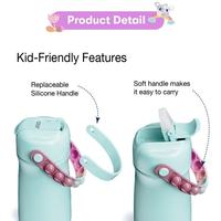 Bouteille d'eau réutilisable en plastique pour enfants de 15 oz, sans BPA, écologique, sans danger pour les aliments, avec couvercle à paille anti-fuite et design personnalisé