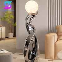 Lampe sur pied LED dorée, design moderne et minimaliste, sculpture en métal pour salon d'hôtel, décoration artistique