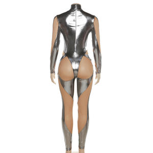 GX8996 Abbigliamento <span class=keywords><strong>Donna</strong></span> alla Moda, Body Intero con Collo Alto e Maniche Lunghe, <span class=keywords><strong>Elegante</strong></span> Tuta Aderente con Inserti in Rete Trasparente - Product Image 4