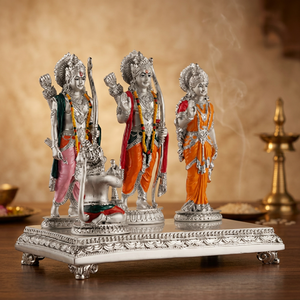 Ensemble d'idoles Ram Darbar plaqué argent, statue de dieu hindou pour la décoration de la maison, temple, cadeau religieux - Product Image 3
