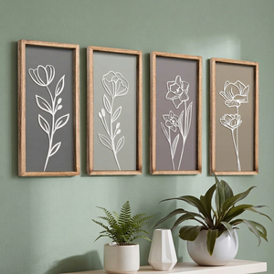 Lightweight Ready-to-Hang Wood <b>Framed</b> Metal Support Base Portrait Wall Art <b>for</b> Living Room Bedroom or Office-Premium - Product Image 2