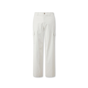 Pantalon cargo pour femme en toile, couleur unie, taille mi-haute, coupe ample, longueur intégrale, 100 % coton, style décontracté, idéal pour l'été, séchage rapide - Product Image 1