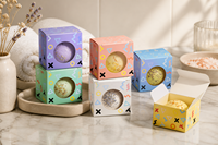Boîte d'emballage en carton rigide recyclable pour bombes de bain, avec fenêtre de visualisation pour sérum de soin, finition mate, fermeture magnétique, personnalisable