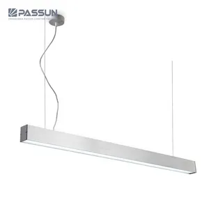 Contemporary indoor office brushed silver led ceiling hanging modern nordic linear 20w pendant lights