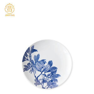 עיצוב עלי כחול כלי שולחן קרמי צלחות קרמיקה וינטאג 'ערכת כלים לאירוע & קייטרינג - Product Image 6