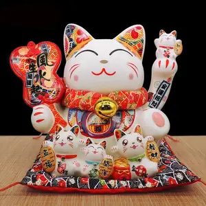 可爱礼品商务礼品现代陶瓷雕塑高级时尚幸运猫日本