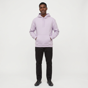 Wholesale Custom Logo Front Drop Shoulder Casual Men's Fleece <b>Hoodies</b>-Regular Fit Solid Color Quick Dry Breathable Sweatshirts - Product Image 1