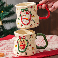 Tasse à café en céramique crème irrégulière cadeau de Noël créatif nordique avec poignée