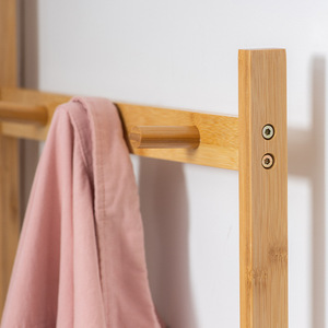 Bamboo Floor Standing <b>Clothes</b> <b>Rack</b> 43.5x170 Cm Modern Minimalist Design For Bedroom Storage Holders - Product Image 4