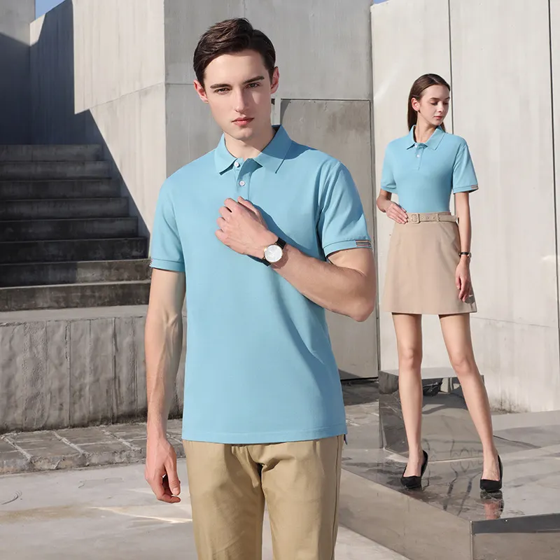 Grosir kualitas tinggi kaus kerja biasa kaus Polo bordir pakaian Golf kaus Polo sederhana logo kustom