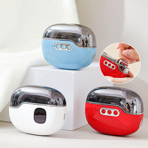 Coupe-ongles électrique au design rond, alimenté par batterie, pour les doigts, avec protection pour enfants, couleurs bleu, rouge, blanc - Product Image 1