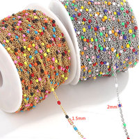 Chaîne de perles de goutte en émail croix plate en acier inoxydable faite à la main chaîne sans fondu pour la fabrication d'accessoires de bijoux