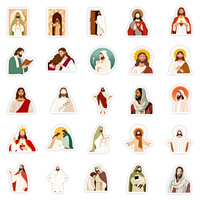 Autocollants Découpés Imperméables en Vinyle sur le Thème de la Religion (Jésus, Marie, Saints) – Lot d'Autocollants PVC Auto-adhésifs de Dessins Animés pour Étui de Bible