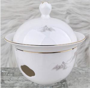 Service de vaisselle en porcelaine chinoise traditionnelle, motif montagne or et blanc, pour la maison et l'hôtellerie - Product Image 5
