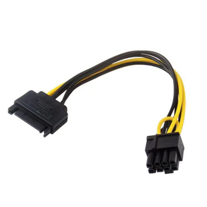 SATA 8 针 <span class=keywords><strong>GPU</strong></span> 电缆 15 针 <span class=keywords><strong>6</strong></span>+2 针 PCIe 电源适配器 镀锡铜 PVC 18AWG 串行 ATA 显卡电缆 PC 挖矿设备 - Product Image 2