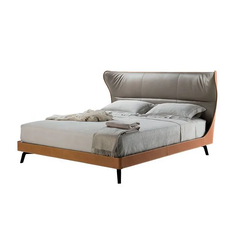 Lit en cuir matelassé de luxe, mobilier de chambre à coucher moderne et italien, cadre de lit contemporain, taille king