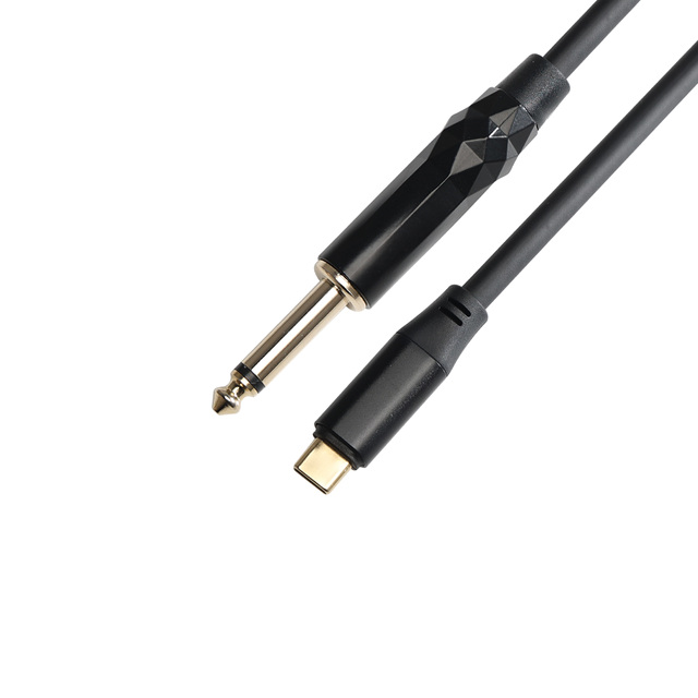 Gold Plated Type C USB C to Diamond Mono AUX 6.35mm 1/4 Male Plug Connector Audio Cable for Phone Laptop Amplifier