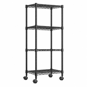 Étagère à roulettes en fil métallique chromé à quatre niveaux NSF, avec roulettes, étagère de rangement mobile en métal pour atelier, garage, entrepôt - Product Image 4