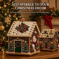 Kits de maison de Noël DIY perlés, ornements de village faits main en plastique et bois, décorations de Noël de table, magasin de jouets Casse-Noisette