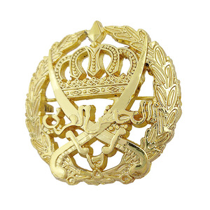 Badge de la Fête Nationale du gouvernement de la Jordanie, en or véritable 24K, avec logo découpé en forme de courbe et motif épée arabe - Product Image 1