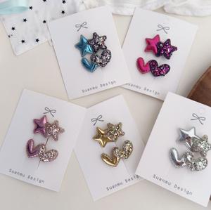 2025 diseño de moda <span class=keywords><strong>Little</strong></span> Baby Girls <span class=keywords><strong>Star</strong></span> con corazón Clip niño niños brillantes accesorios para el cabello A40 - Product Image 6