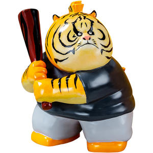 تمثال نمر كرتوني لطيف من الراتنج، تمثال مرسوم يدويًا للسنة الصينية الجديدة، حرفة نحتية للديكور المنزلي وهدية فنغ شوي - Product Image 5