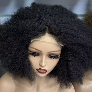 Letsfly 51$ Promotion 4x4 Closure Afro Curly <b>Wigs</b> 10in Transparent Lace 230g Full High Quality Natural Black & 1BT4 Color - Product Image 3