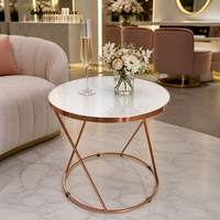 Table d'appoint ronde moderne avec cadre en métal doré et plateau en bois, marbre, bambou ou résine, table basse pour salon, OEM ODM