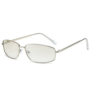 9027 Retro <b>Small</b> Rectangle Y2K Metal Sunglasses Silver Frame Light <b>Weight</b> Colored Lenses Unisex UV400 Trendy 2026 - Product Image 1