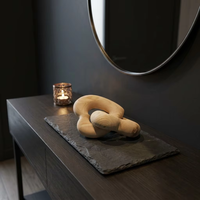 Décoration en bois sculptée à la main à 2 maillons, sculpture esthétique en bois naturel entrelacé pour table basse, étagère, maison de campagne, style bohème