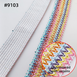 Bán Buôn Nhà Máy Thấp-Giá Đa-Màu Sắc Cổ Điển Sequins Trim Ban Nhạc Đàn Hồi Ribbon Polyester Khiêu Vũ Quần Áo Phụ Kiện - Product Image 3