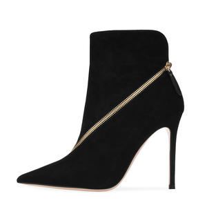 2023 Tailingjia scarpe da donna all'ingrosso tacchi eleganti Sexy cerniera in finta pelle scamosciata nera tacco alto stivaletti a punta di grandi dimensioni - Product Image 1