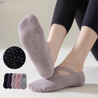 Chaussettes de yoga antidérapantes pour sports professionnels et fitness Chaussettes de pilates avec sangles