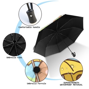 Capybara Full-Color Printed <b>Windproof</b> 3-Fold <b>Umbrella</b> OEM Photo Print Easy-Carry Pongee Rain <b>Umbrellas</b> Wholesale Sale - Product Image 3