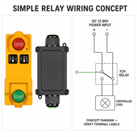 Interruptor de Control Remoto Inalámbrico DC 12V 24V 48V 60V 72V 80V 10A, Receptor de Relé RF de 1 Canal a Prueba de Agua, Control Remoto con Alcance de 50-100m