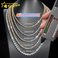 Colliers chaîne tennis en argent 925, sertis de moissanite VVS 2mm 3mm 4mm, style hip-hop, passe le testeur de diamant, grand stock