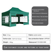 Parois latérales pour tente de marché extérieure 10x15, pliables, imperméables, résistantes aux UV, avec structure en alliage d'aluminium et tissu Oxford PVC