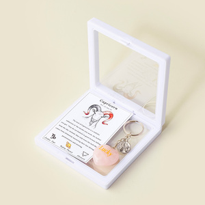 도매 크리스탈 공예품 천연 12궁도 로즈쿼츠 하트 키체인 힐링 레이키 가방 참 키 펜던트 선물 - Product Image 5
