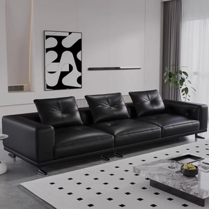 Canapé italien minimaliste Big Black Bull - Canapé 3 places en cuir PU rembourré pour appartement, villa, salons, design de luxe léger - Product Image 3