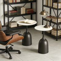 Table basse moderne en métal de luxe léger avec plateau en ardoise pour salon, petite table d'appoint pour appartement