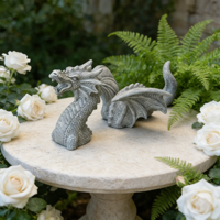 Statue de jardin en résine de dragon à effet pierre gothique - Détail d'échelle complexe, parfait pour la terrasse, le chemin et l'ornement de jardin sur le thème fantastique