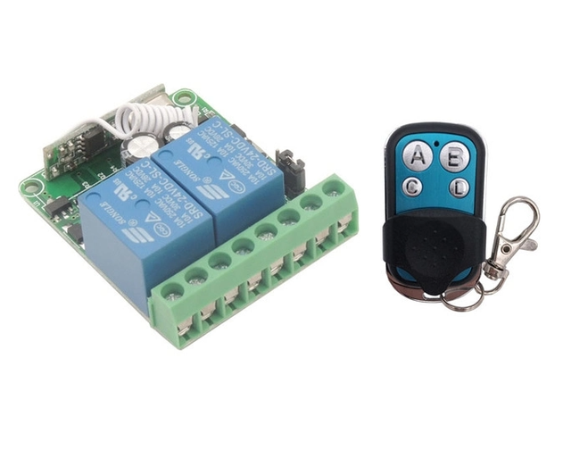 Hot Receiver 2 Channel Relay Switch Module 433Mhz 2 Relay + DC12V Wireless Radio Frequency Remote Control Switch Transmitter
